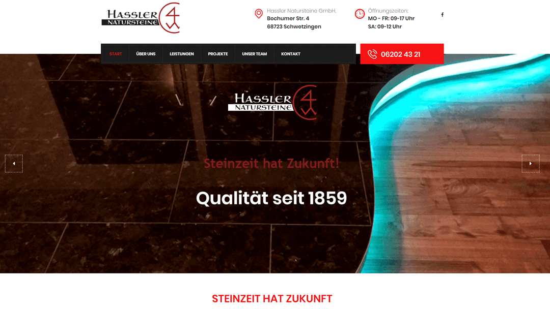 Homepage Gestaltung und Hosting – Hassler Natursteine GmbH